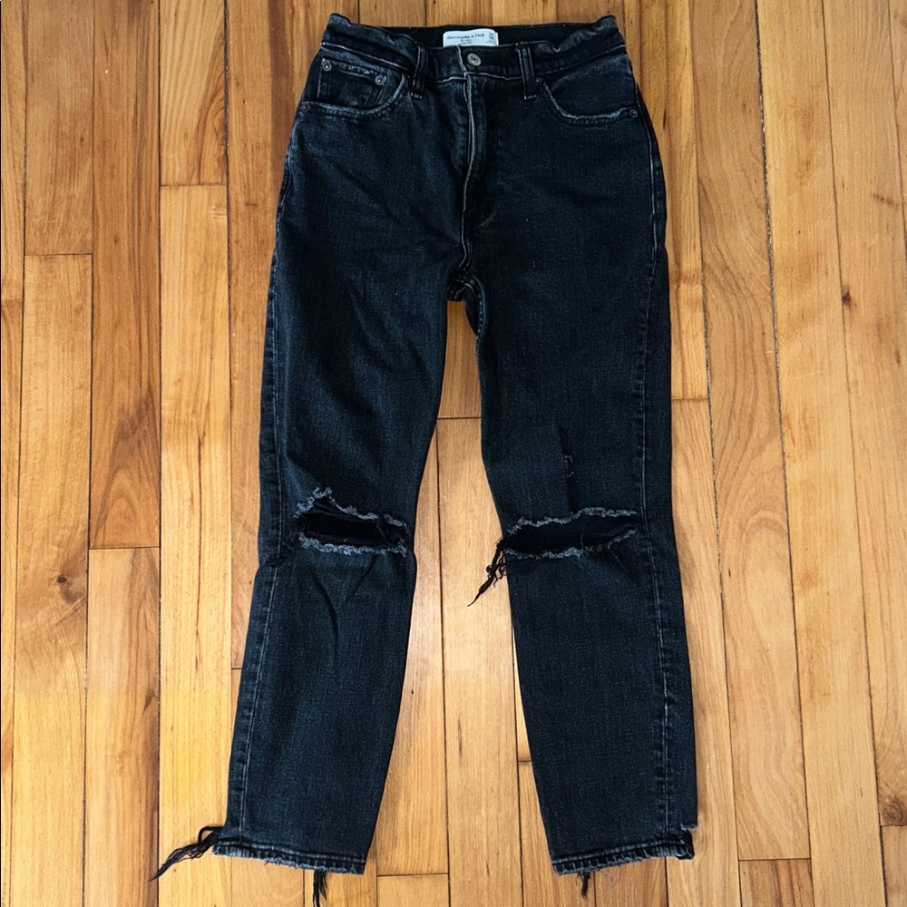 Abercrombie Black High Rise Mom Jeans